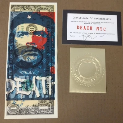 Billete de dólar de Estados Unidos arte firmado edición limitada Death NYC billete de banco de $1 CHE Ernesto Guevara  Foto 1 de 2