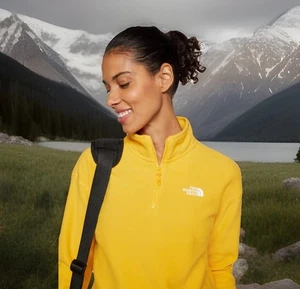 THE NORTH FACE Pullover Damen XLarge gelb Fleece 1/4 Zip Mock Neck Sweatshirt - Bild 1 von 11