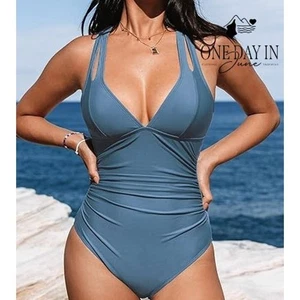 Costume da bagno intero Cupshe cravatta schiena controllo pancia taglia M - Foto 1 di 7