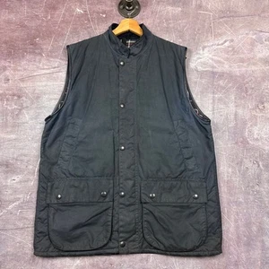 Chaqueta Barbour De Colección Para Hombre Negra Grande Encerada Utilidad Cremallera Chaleco Años 90 3225 - Imagen 1 de 11