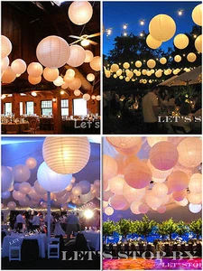6" 8" 10" 12" 16" 18" Round Paper Lanterns Wedding Decor + LED Decor Party Light - Picture 1 of 1