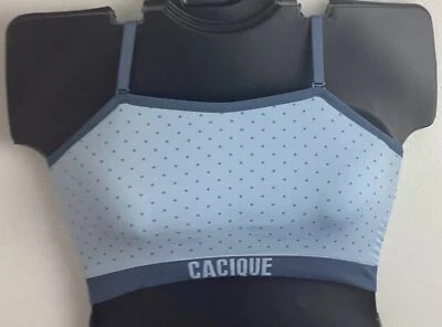 14/16 Nylon Reversible Logo Bralette Wirefree Blue Cacique Lane Bryant NWOT - Image 1 of 4