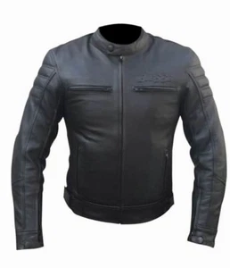 Motorrad Lederjacke Vintage Schwarz Lion CE Protektoren Abnehmbar XS S M L XL 2XL 3XL - Bild 1 von 5