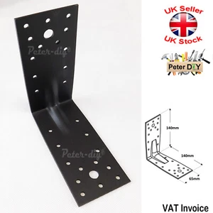 BLACK DECORATIVE Corner Brace Angle Bracket Timber Mending 140x140x65x2.5mm - Picture 1 of 2