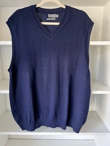 Talbots Mens L Alpaca Sweater Vest Pullover Knit Sleeveless Navy Blue Size XXL - Picture 1 of 4