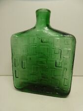 ART GLASS ITALIAN MID CENTURY VINTAGE EMBOSSED GREEN BOTTLE DECANTER GENIE