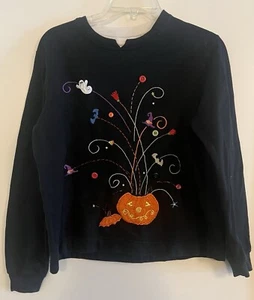 Women’s White Stag Halloween Jack O’Lantern Sweatshirt Crewneck Cropped - Size M - Picture 1 of 5