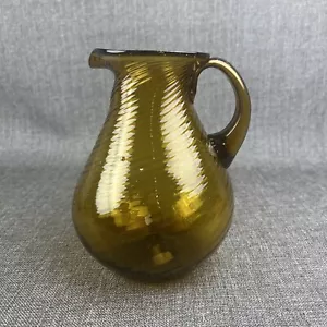 Brocca vintage in vetro ambrato soffiato a mano con pontil - Foto 1 di 9