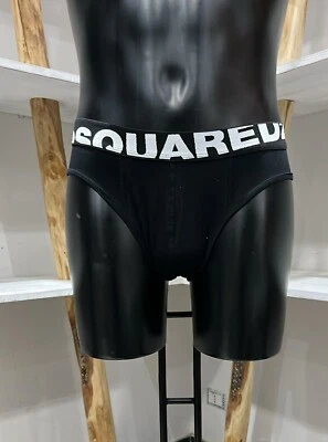 Dsquared2 мужские однотонные эластичные хлопковые слипы упаковка 3 шт. черные размер S DQ1 - Изображение 1 из 4