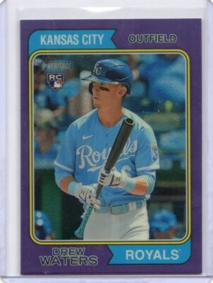 2023 Topps Heritage Purple Refractor Drew Waters RC #96 - Image 1 of 2