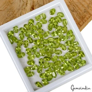 88 Stck. VVS Natur Peridot unbehandelt 7 mm x 4 mm Ovalschliff feinste grüne Edelsteine Posten - Bild 1 von 3