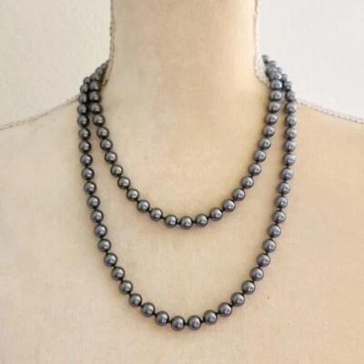 Collar Charter Club Gris Vidrio Perla Largo Hilo Clásico Elegante Anudado a Mano Foto 1 de 4