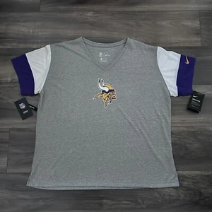 Nike Minnesota Vikings NFL Women's Size 2XL V-neck Logo T-Shirt Gray New - Picture 1 of 6