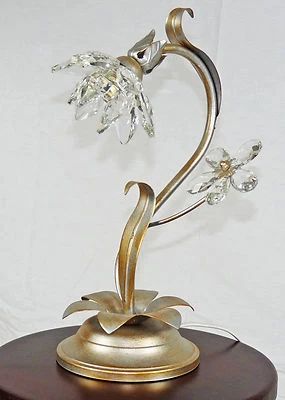 Lume cristallo antico argento lampada da tavolo ferro battuto made Italy art.712 - Immagine 1 di 4