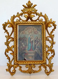 ANTIQUE Vintage ART NOUVEAU / VICTORIAN FLEUR Tabletop CAST IRON Picture Frame - Picture 1 of 5