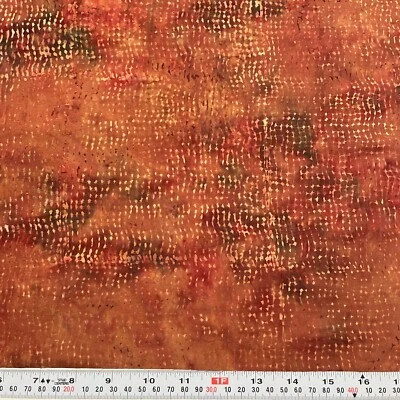 Toque marrón dorado de tela de algodón BATIK rojo y verde por media yarda Foto 1 de 2