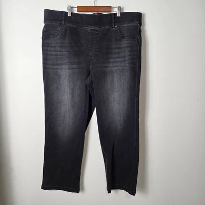 Pantalones de mezclilla elásticos rectos al tobillo Spanx talla 3X vintage negros lavados Foto 1 de 4