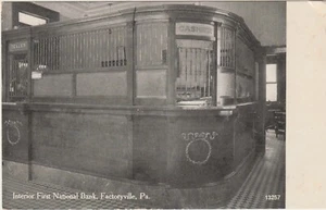 TARJETA POSTAL VINTAGE: TARJETA PUBLICITARIA, FIRST NAT'L BANK, FACTORYVILLE, PA - Imagen 1 de 2