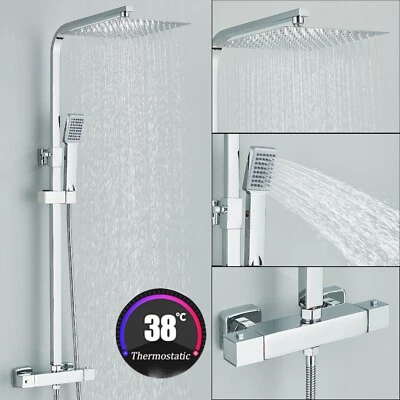Edelstahl Duscharmatur Thermostat Duschset Regendusche Handbrause Duschsystem - Bild 1 von 4