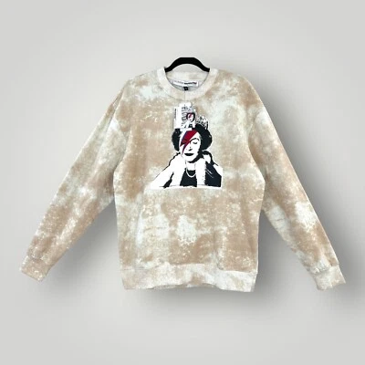 NEW $108 Guess x Brandalised BANKSY Sweatshirt Sz S Space Queen David Bowie NWT - Image 1 of 4