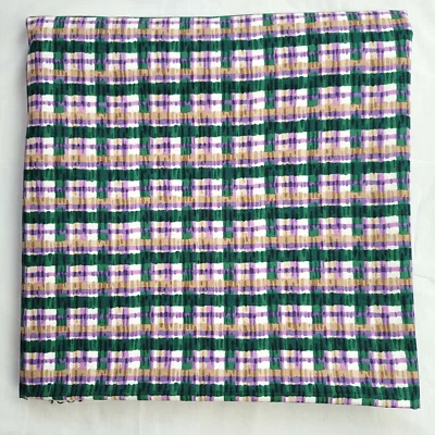Waverly Manor Plaid Fabric Purple Green Seersucker Look Cotton 52x100 - Image 1 of 4
