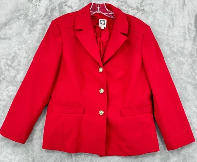 Anne Klein Blazer Womens 12 Career Classic Gold Button Minimalist Lightweight - Image 1 of 4