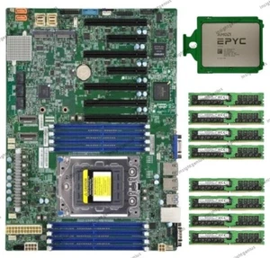Supermicro H12SSL-i Motherboard + AMD 7532 CPU Processor + 8x Samsung 32GB 3200A - Picture 1 of 4