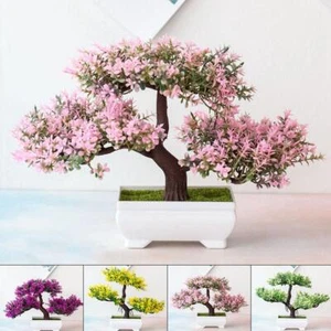 Artificial Bonsai Tree Potted Plant Fake Flowers Home Table Garden Decoration - Picture 1 of 19