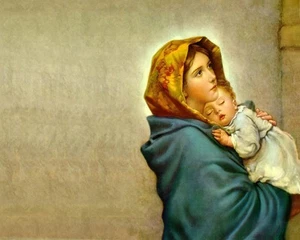 BENDITA VIRGEN MARÍA PÓSTER BRILLANTE FOTO madre bebé jesús dios cristo 517 - Imagen 1 de 1
