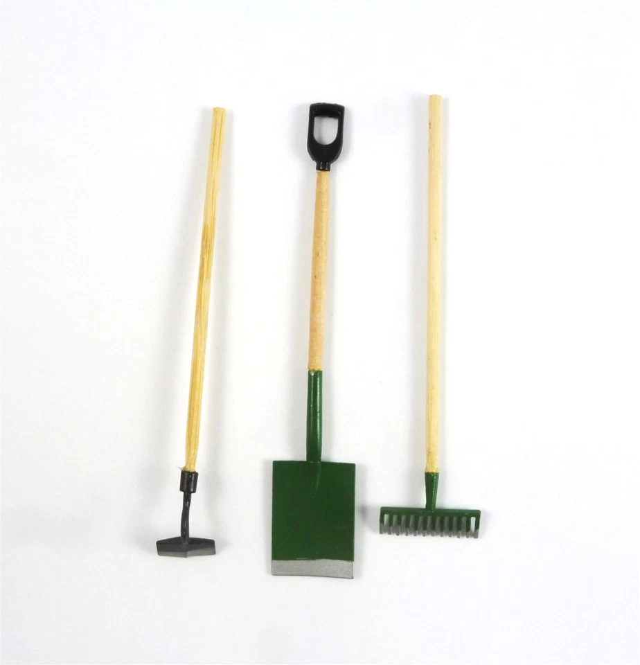  Juego de 3 herramientas de jardín miniatura para casa de muñecas con verde, T8107 Foto 1 de 1