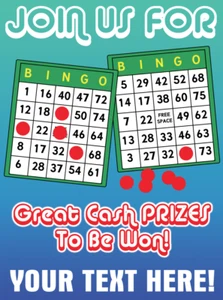 Bingo Night Bespoke Any Text Prize Date Advert Poster Sign Notice Pub Club Event - Picture 1 of 1