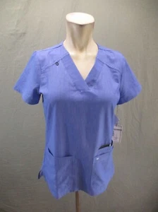 NWT KOI NEXT GEN Size XS Womens Blue V-Neck Short Sleeve Pocket Scrub Top 906 - Picture 1 of 11