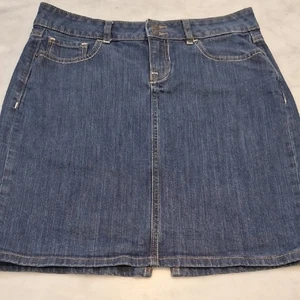 Antigua Falda Azul Marino Línea A Azul Oscuro Denim Talla 8 Abertura Trasera Western Festival Boho - Imagen 1 de 5