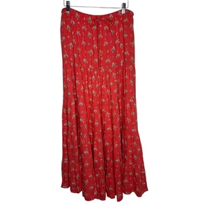 Free People Womens Size Small Nova Tiered Floral Maxi Boho Skirt Guava Coral - Picture 1 of 7