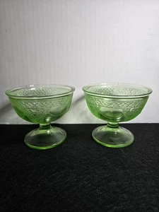 2 VTG - Federal Glass - Georgian Lovebirds Dessert / Sherbert Cups x2 - Picture 1 of 8