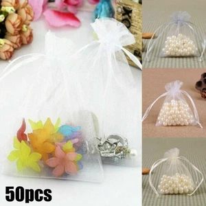 Beutel Organzabeutel Hochzeit 10*15cm Hochzeitsbedarf weiß 50x Süßigkeiten Paket - Bild 1 von 7