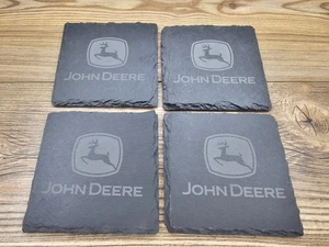Laser Engraved Slate "John Deere" Drink Coasters -Set of 4. - Picture 1 of 6