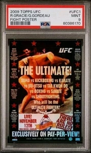 2009 Topps UFC Fight Poster 1st Event UFC 1 Royce Gracie Ken Shamrock PSA 9 (RC) - Picture 1 of 2