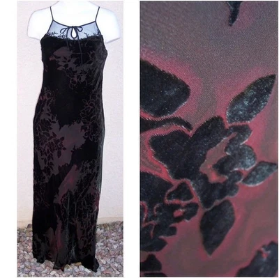 洗衣 Shelli Segal 烧伤天鹅绒晚礼服连衣裙 尺寸 6 S 假日 XMAS — 第 1/4 张图片