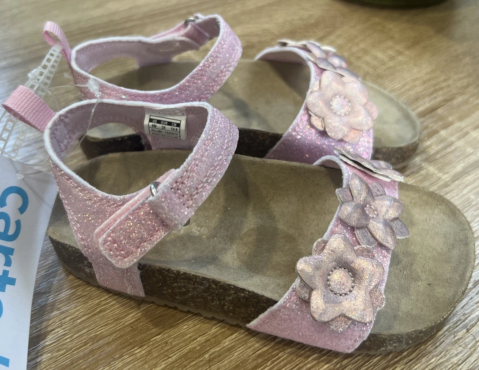 Sandalias Carter’s Niñas Talla 8 Rosa Pálido Flores Brillantes Zapatos Niño Pequeño Foto 1 de 4