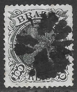 BRAZIL 1881: 100r Olive - Emperor Dom Pedro II - Star Burst Postmark - SG74 - Picture 1 of 1