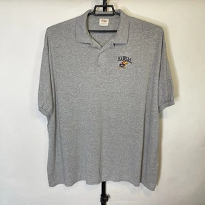 Vintage Hanes Kansas University Jayhawks Grey Polo Shirt Size 3XL Men’s - Picture 1 of 4