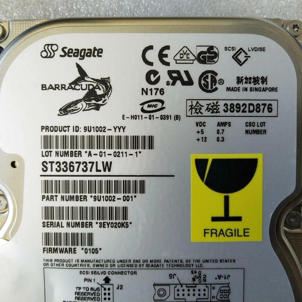 SEAGATE BARRACUDA 36.GB 7.2K ULTRA160 SCSI 3.5'' ST336737LW - Image 1 of 3