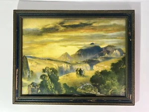 Vintage 1930's Ornate Wood Framed Landscape Lithograph Nature's Majesty 18x14 - Picture 1 of 13