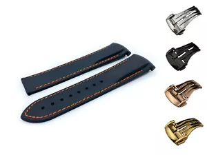 CINTURINO/CINTURINO in gomma/silicone NERO/ARANCIONE punti 20 mm 22 mm adatto per orologi OMEGA - Foto 1 di 14