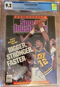 November 7 1988 Sports Illustrated 1st Karl Malone Cover CGC 9.2 NO LABEL POP 1 - Picture 1 of 3