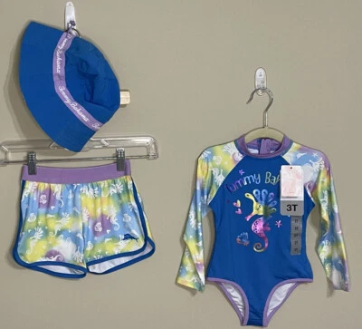 NWT Tommy Bahama size 3T blue purple sea horse 3pc Swim Set girls - Image 1 of 4