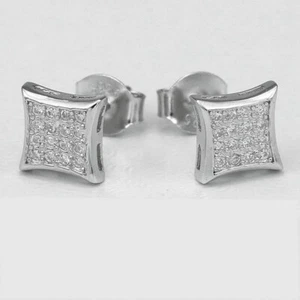 Men's Sterling Silver 925 Cubic zirconia Square Studs 6mm Earring Unisex Box - Picture 1 of 3