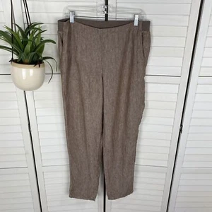 Pantaloni alla caviglia J Jill Love lino faggio marrone lino elastico in vita Lagenlook taglia M - Foto 1 di 10