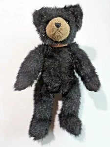 The Bearington Collection Black Stuffed Bear Leather Collar 14" Tall - Picture 1 of 6